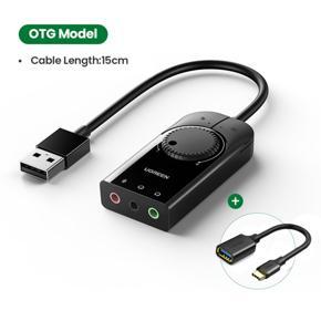 UGREEN Sound Card External USB Audio Card Adapter USB to 3.5mm Earphone Microphone Sound Card for PC Laptop Phone PS4 PS5 with USB 3.0 to Type C OTG Cable
