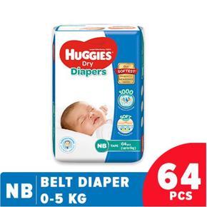 Huggies Dry Belt Diaper (NB) New Born-64 Pcs (0-5 Kg) - Made in Malaysia