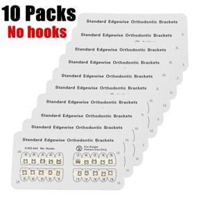 10 Packs Dental Orthodontic Edgewise Metal Brackets Standard Edgewise 0.022 Slot -