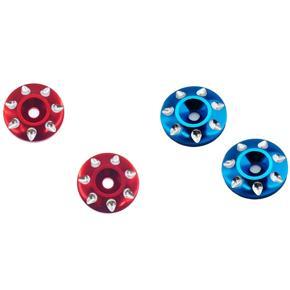 4x Metal Tail Wing M3 Screws Washers for 1/8 1/10 Scale Off Road Buggy Truck RC Cars,Blue & Red