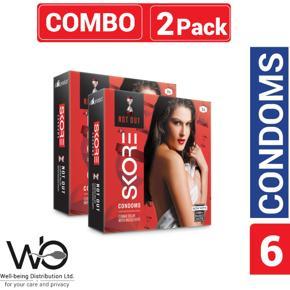 SKORE - NOT-OUT Climax Delay With Raised Dots Condom - Combo Pack - 2 Packs - 3x2=6pcs