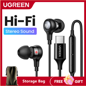 UGREEN USB C Earbuds, Wired Headphones with Microphone and Volume Control Noise Cancelling Headphones, HiFi Stereo Wired Earbuds Compatible with 2021 iPad Pro Samsung Galaxy S21 Google Pixel 5/4/4XL
