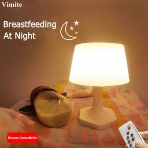 Vimite Led Dimming Table Lamp with Remote Control USB Rechargeable Night Light Sleep Overnight Bedside Light for Room Bedroom Baby Breastfeeding Home