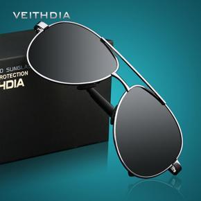 VEITHDIA 1306 Brand Designer Mens Polarized Sunglasses with branded box