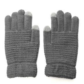 Knit Gloves Winter Wool Lined Touchscreen Fingers Windproof Outdoor Sport - dark grey