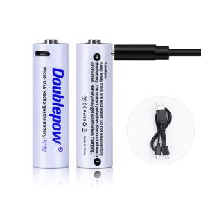 Doublepow USB Fast Charge 1.5V 2400mWh AA Rechargeable lithium ion Batteries 2piece with usb cable