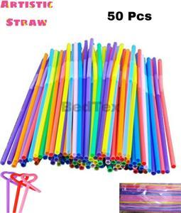 Flexible Plastic 50 Pcs 10 Inches Long Colorful Drinking Straws