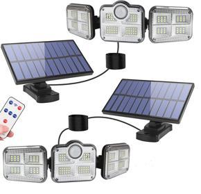 Solar Lights Outdoor Indoor - 122 LED Solar Motion Sensor Lights 3 Adjustable Heads 270° Wide Angle: Security Flood Light IP65 Waterproof Solar Powered Wall Lights with Remote Control & 16.5 ft Cables
