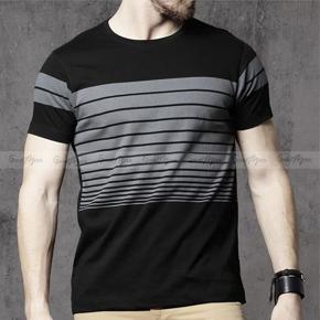 Black Cotton Short Sleeve T-Shirt for Men