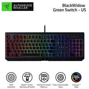 Razer BlackWidow Mechanical Keyboard 2019 Gaming Office 104 Keys RGB Green Switches Wired Keyboard Black