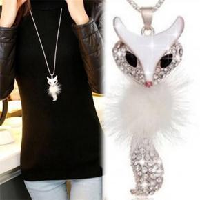 Fox Women Necklace Long Sweater Chain Zinc Alloy