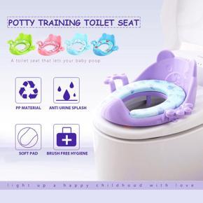 Baby Toilet Trainer Cute Cartoons Safe Handles Kids Toddler Potty Chair Seat Cushion Bathroom Accessories - Purple