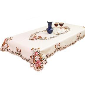 Rectangle Pastoral Embroidered Floral Pattern Tablecloth Table Cloth Home Decor