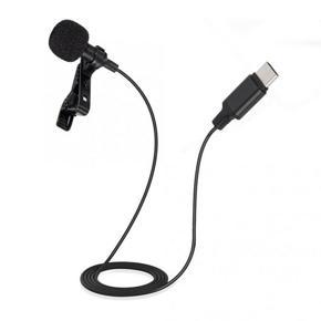 Lavalier JH-042 Type-C Lavalier Microphone Omni Directional Condenser Microphone Excellent Sound for Audio Video Recording Black