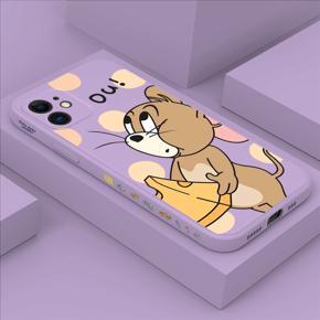 Hontinga for iPhone 11 Case Side Design Cute Cartoon Mouse Back Cover Soft Square Edge Pattern Liquid Silicone Trend Phone Cases