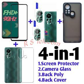 4-in-1 Combo Pack Screen Protector+Camera Lens Protector+Back Poly+Back Cover For Infinix Hot 11s