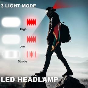 XHHDQES 2 Rechargeable Headlamps Wide Beam LED Headlamp 300 Lumens for Camping Running Hiking Fishing Hard Hat Headlight