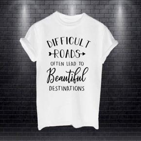 Ladies White Difficult Half Sleeve T-shirt