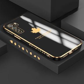 Hontinga for Huawei Nova 7 SE Luxury 6D Plating Soft Casing Silicone Square Frame Phone Case Shiny Bling Back Cover Maple Leaf Side Pattern Case