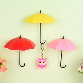 Fashion 3Pcs Colorful Umbrella Wall Hook Key Holder Organizer Home Decor