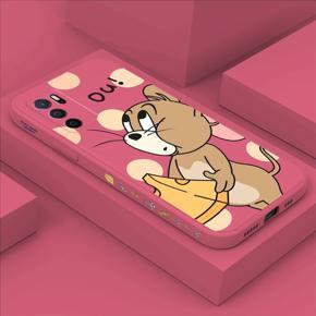 Hontinga for OPPO A16 Case Side Design Cute Cartoon Mouse Back Cover Soft Square Edge Pattern Liquid Silicone Trend Phone Cases