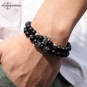 King and Queen Lava Stone Couple Bracelet