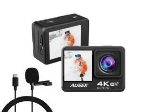 Ausek Q60 4K Ultra HD Touch Dual Screen selfie-time action camera With Extranal microphone