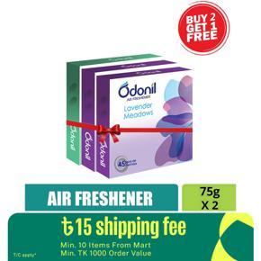 Odonil Natural Air Freshener Block 75 gm Mixed Fragrance (Buy 2 Get 1 Free)