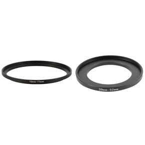 2 Pcs Camera Lens Step Up Filter Black Metal Adapter Ring, 72mm-77mm & 39mm-52mm