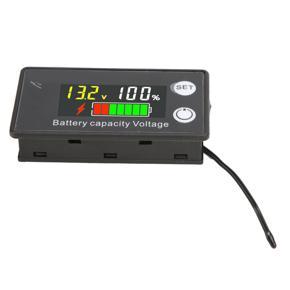 Himeng La Capacity Tester LCD Color Screen DC Voltmeter with Alarm Temperature Function for Electromobile 8-100V