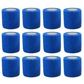 Cohesive Tape,Self-Adhesive Elastic Wrap Bandage Tape(5X450cm, Pack of 12)-Blue