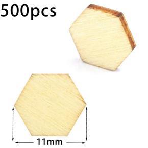 XHHDQES 1000 PCS Honeycomb Wood Chips Unfinished Wood Cutout Natural Honeycomb Wood Hexagon Cutout Shapes Unfinished Wood