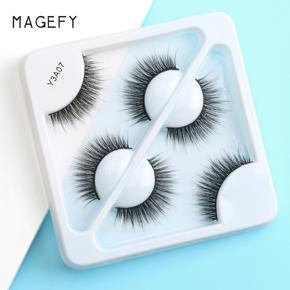 MAGEFY 3 Pair 3D Mink Eyelashes Fluffy Dramatic Eyelashes Makeup Wispy Mink Lashes Natural Long False Eyelashes Y3A07