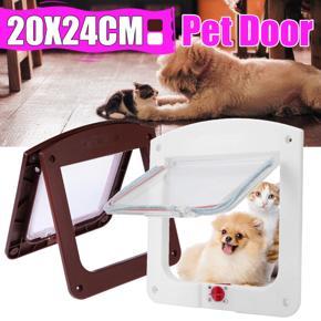 Ideal Pet Supplies Pet Dog Door Lockable Flexible Transparent Flip Door Design Four Adjustment Modes - [White, Coffee]