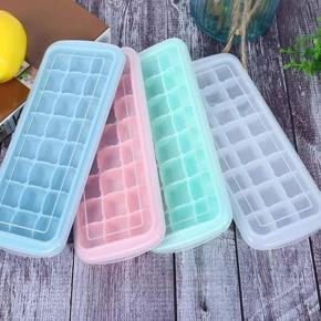 24 Grid High Quality Silicone Plastic Ice Box / Ice Cube Tray Molds with Cover