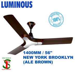 Luminous NEW YORK BROOKLYN 1400MM / 56 INCH Ceiling Fan (ALE BROWN) - Made in India