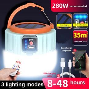 60W / 190 / 280W Solar LED Camping Lamp Camping Light Tent Lamp - Three Modes - 8-16 Hours Working Time - USB Rechargeable - Power Display And Remote Control