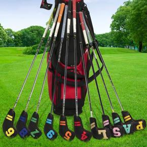 11Pcs Portable Golf Iron Headcover Golf Club Head Cover Protector Waterproof Sleeve Tape Fasteners