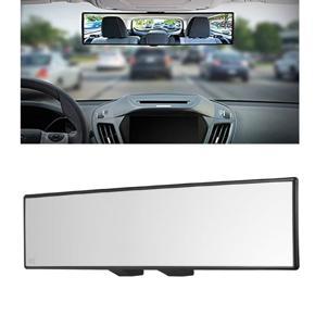 Deluxe Anti-glare Car Rear View Mirror Panoramic Clip-on Wide Angle Mirrors Wire Drawing Frame style (White)