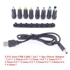 8Pcs Laptop DC Power Adapter Conversion Head(3.5-6.4mm)+5.5*2.1mm USB Cable(1m)