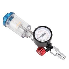 HVLP Spray Air Regulator Pressure Gauge 1/4" Mini Inline Air Filter Separator Adjustable Air Pressure Regulator Gauge