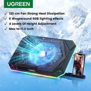 UGREEN Laptop Cooling Pad With 20cm Cooling Fan Aluminum Laptop Cooler For 17.3 inch Gaming RGB Adjustable Cooler