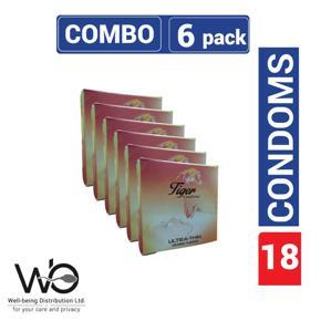 Tiger - Ultra Thin Orange Flavour Condom - Combo Pack - 6 Packs - 3x6=18pcs (টাইগার অরেঞ্জ কনডম)