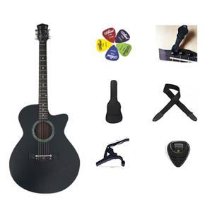 Dark BK-100B Best Beginner choice New Accoustic Guitar + bag+ picks + Belt + pin remover + Capo + Picks Holder- Black