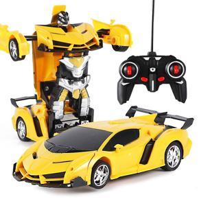 RC Transforming Car Robot Remote Control Toys With One Button Transformation Light Effect