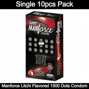 Manforce Litchi Flavored 1500 Dots Condom  - 1 Box contains 10pcs Condom