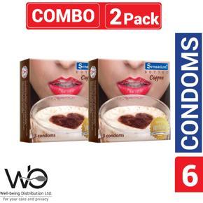 Sensation - Dotted Coffee Condom - Combo Pack - 2 Packs - 3x2=6pcs