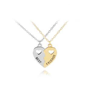 Exquisite Girls Friendship Necklace Split Hollow Heart Shape Pendant Jewelry