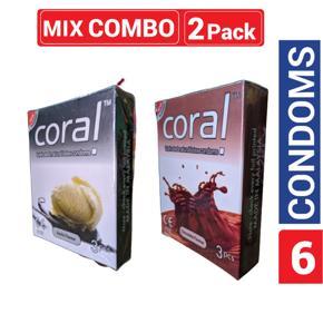 Coral Mix  - 1 Pack Vanilla & 1 Pack Chocolate Flavored Condom - 3x2=6pcs