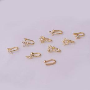 Trendy 1 Pc Butterfly Nose Clip Heart Nose Ring for Women/ Flower Copper Zirconia Non Piercing Nose Cuffs for Women Simple - Fake Nose Rings for Women New Collection/ Ear Clip for Women - Non-Pierced 